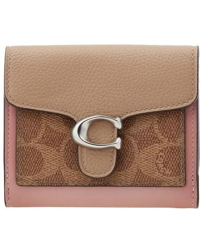 COACH Tabby Colorblock Classic Logo Canvas Wallet - Brown