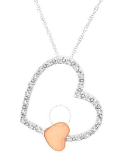 Haus of Brilliance 10k Two Tone Gold 1/6 Ctw Diamond Floating Heart Pendant Necklace - White