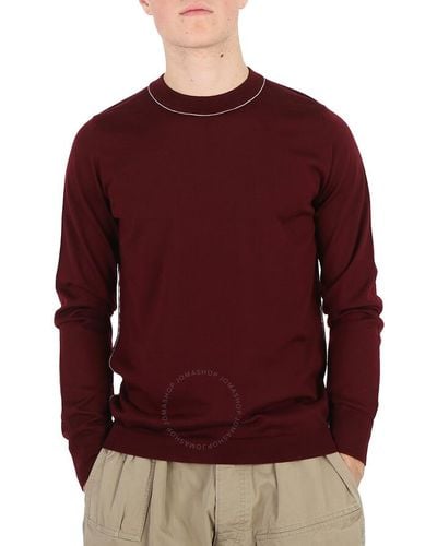 Maison Margiela Bordeaux Four-stitch Crewneck Wool Blend Sweater - Red