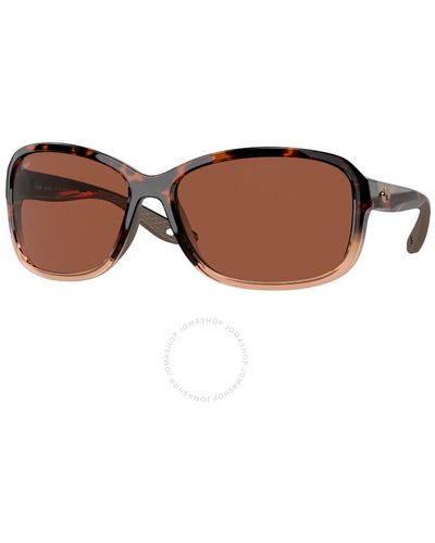 Costa Del Mar Seadrift Copper Polarized Polycarbonate Rectangular Sunglasses 6s9114 911406 60 - Brown