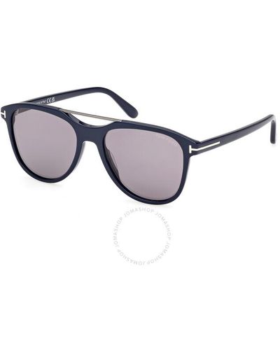Tom Ford Damian Smoke Mirror Pilot Sunglasses Ft1098 90c 54 - Blue