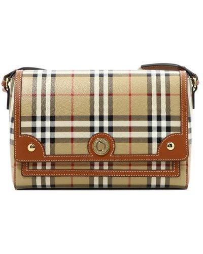 Burberry Briar Check And Leather Note Bag - Metallic