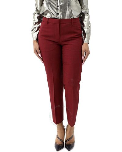 Burberry Wiluna Cage Pattern Wool Pants - Red