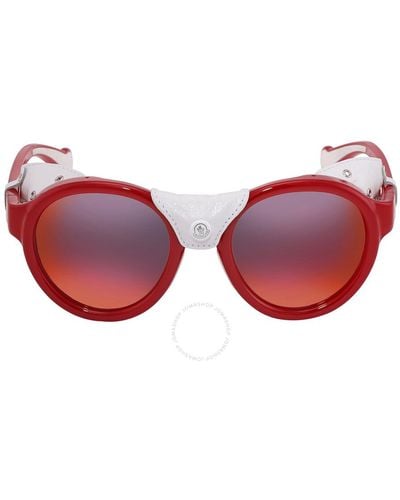 Moncler Mirror Round Sunglasses Ml0046 67c 52 - Red