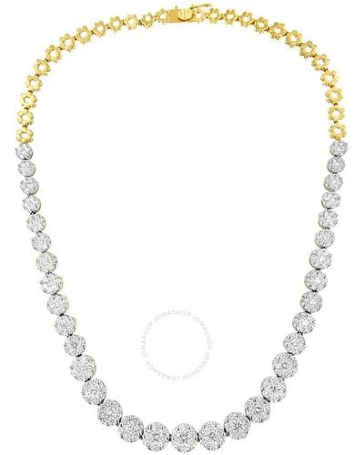 Haus of Brilliance Igi Certified 14k Yellow Gold 14 3/4 Cttw Pave Set Round-cut Diamond Riviera Necklace - Metallic