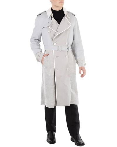 Burberry Panelled Linen Trench Coat - Grey