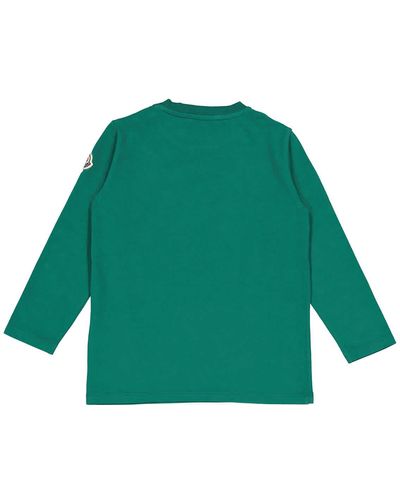 Moncler Boys Logo Print Long-sleeve Cotton T-shirt - Green