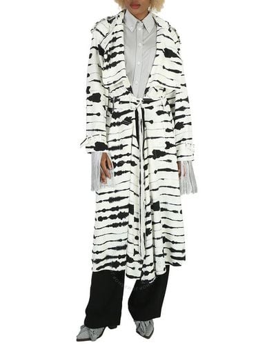 Burberry Cut-out Detail Watercolour Print Trench Coat - White