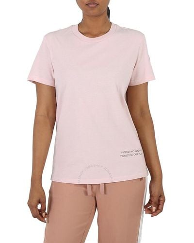 Moncler Cotton Slogan Print Short-sleeve T-shirt - Pink