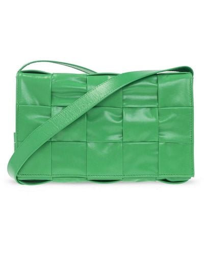 Bottega Veneta Parakeet/silver Medium Intreccio Leather Cassette Bag - Green