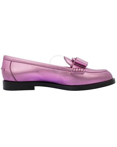Ferragamo Salvatore Flamingo Leather Viva Loafers - Pink