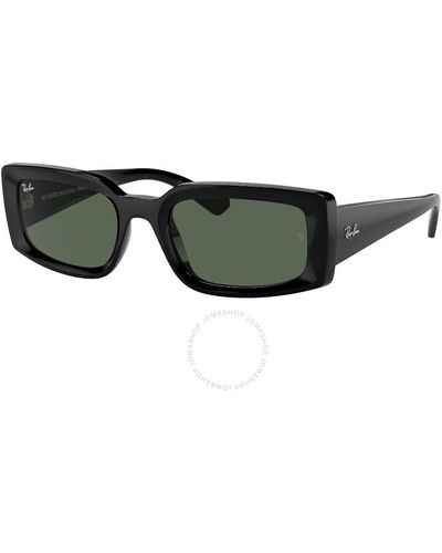 Ray-Ban Kiliane Bio Based Dark Green Rectangular Sunglasses Rb4395 667771 54 - Black