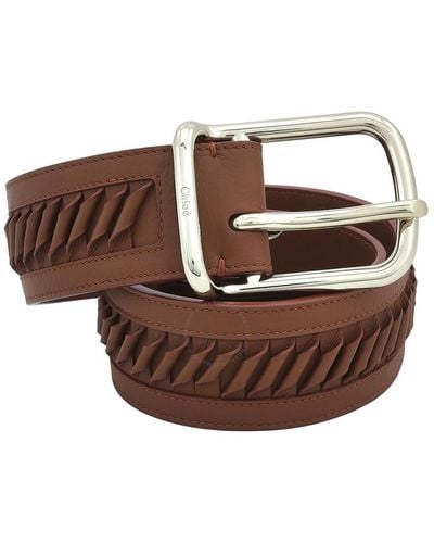 Chloé Joe Cut-out Leather Belt - Brown