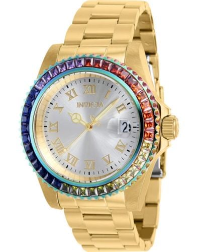 INVICTA WATCH Angel Zager Exclusive Quartz Crystal Silver Dial Watch - Metallic