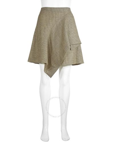 Chloé Houndstooth Check Draped Skirt - Natural