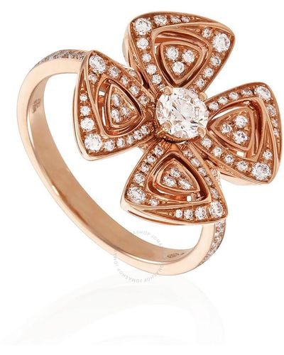 BVLGARI Fiorever 18k Rose Gold Diamond Ring - Brown