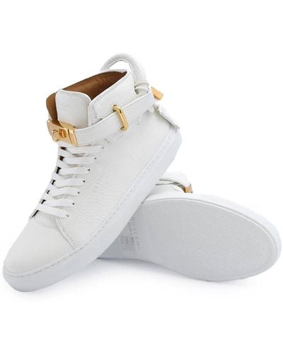 Buscemi White High-top 100 Alce Belted Leather Sneakers