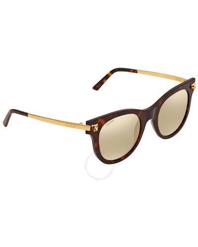 Cartier Gold Cat Eye Sunglasses Ct0024s 002 50 - Brown