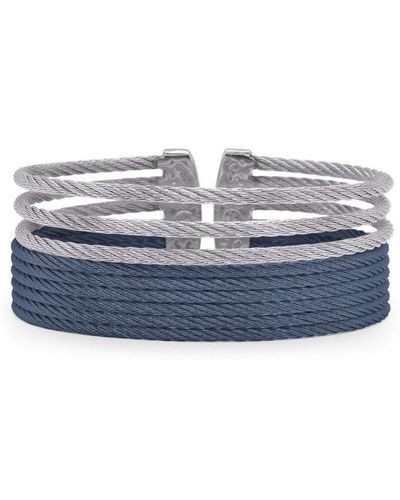 Alor Blueberry & Gray Cable Stacked Wide Open Cuff