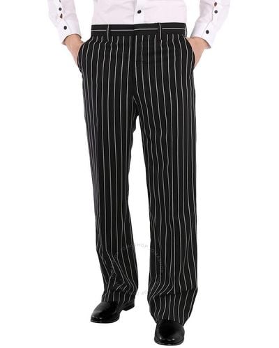 Burberry Stretch Wool Pinstriped Wide-leg Tailored Pants - Grey