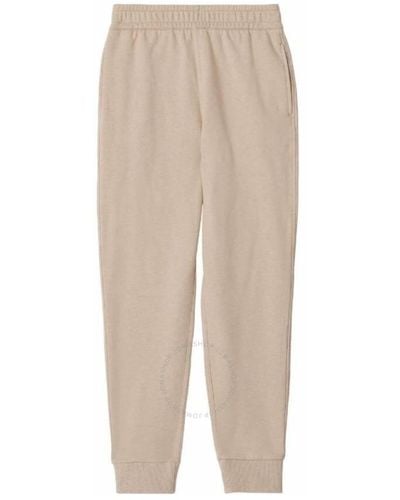 Burberry Soft Taupe Larkan Logo Embroidered Track Trousers - Natural