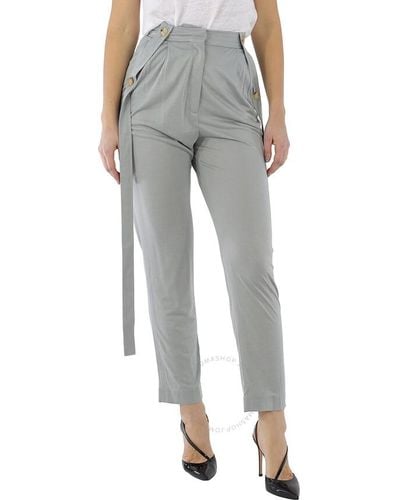 Burberry Heather Melange Strap Detail Jersey Tailo Trousers - Grey