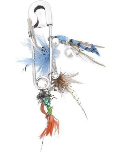 Burberry Feather Charm Palladium-plated Kilt Pin - Blue