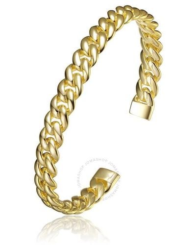 Rachel Glauber 14k Gold Plated Chain Cuff Bracelet - Metallic