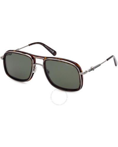 Moncler Kontour Polarized Green Navigator Sunglasses Ml0223 52r 56 - Metallic