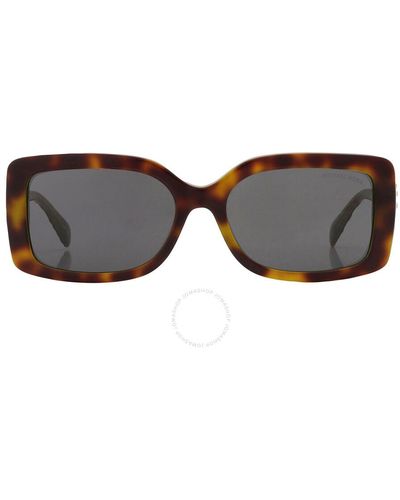 Michael Kors Corfu Dark Grey Rectangular Sunglasses Mk2165 377687 56 - Brown