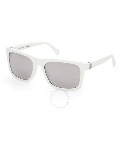 Moncler Colada Smoke Mirror Rectangular Sunglasses Ml0285-f 21c 58 - White