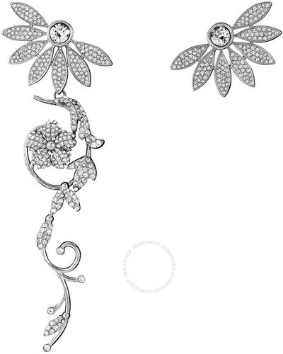 Burberry Crystal Half-daisy Drop Earring And Stud Set - White