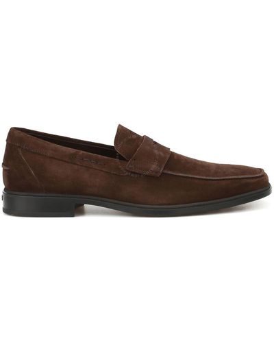 Tod's Dark Fondo Gomma Suede Penny Loafers - Brown