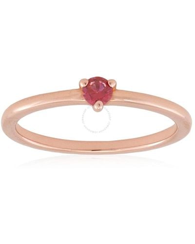 PANDORA Rose Gold-plated Pink Cz Solitaire Ring, Size