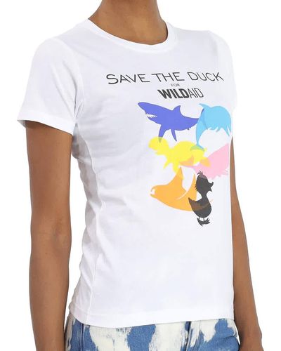Save The Duck Cotton Animal Print T-shirt - White