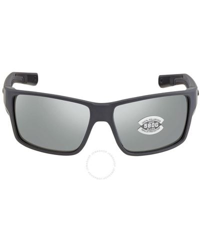Costa Del Mar Reefton Pro Grey Silver Mirror Polarized Rectangular Sunglasses 6s9080 908009 63