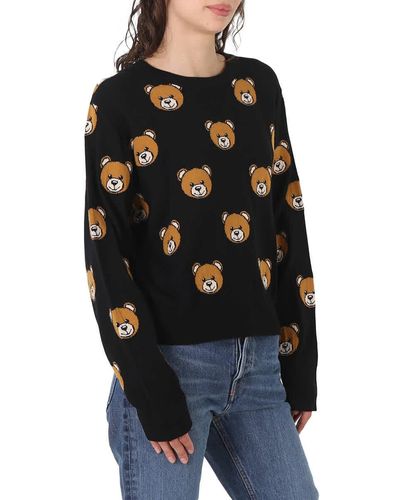 Moschino Teddy Bear-print Wool Sweater - Black