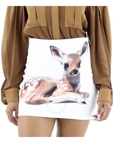 Burberry Deer Print Stretch Denim Mini Skirt - Multicolour