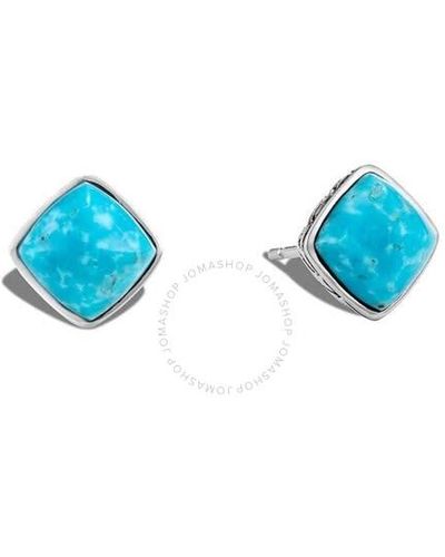 John Hardy Classic Chain Square Turquoise Studs - Blue