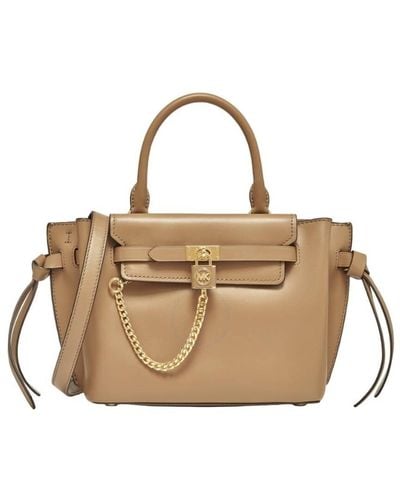 Michael Kors Hamilton Legacy Small Leather Belted Satchel - Natural