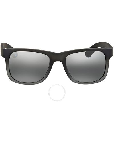 Ray-Ban Justin Classic Silver Gradient Mirror Square Sunglasses Rb4165 852/88 - Grey