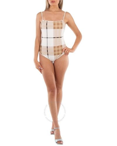 Burberry Frosted Check Delia One-piece Swimsuit - Natural