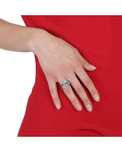 Charriol Tango Cz Stones Steel Cable Ring - Red