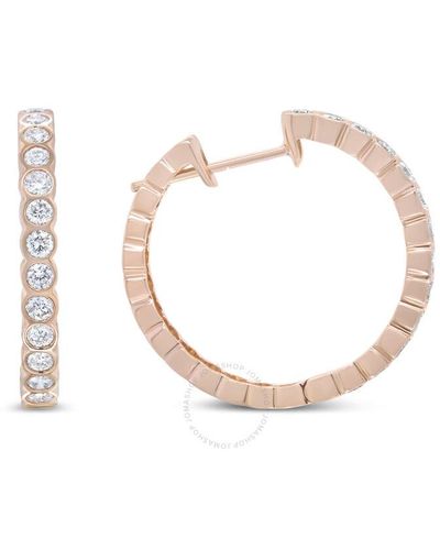 Haus of Brilliance 18k Re Gold 1 Cttw Round Bezel-set Diamond Hoop Earrings - Metallic