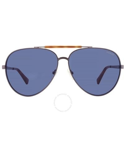 Guess Blue Pilot Sunglasses Gu5209 08v 61
