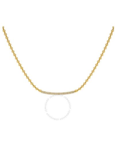 Hulchi Belluni 65249-yw 18k Yg Necklace Double Row Pave Diamonds 0.46 Cttw Bar Bead Chain - Metallic