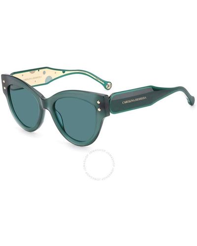 Carolina Herrera Cat Eye Sunglasses Ch 0009/s 0zi9/ku 54 - Blue