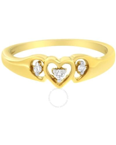 Haus of Brilliance 10k Gold 1/20 Ctw Diamond Triple Heart Diamond Ring - Metallic