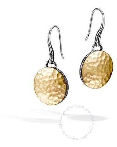 John Hardy Dot Silver & Round Hammered 18k Yellow Gold Drop Earrings - Metallic