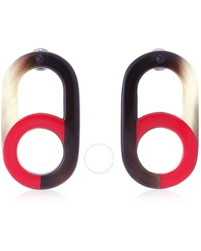 Hermès Bright Brass Variation Earrings - Red